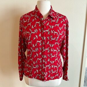 Vintage Maggy London Dalmatians Blouse Size 16